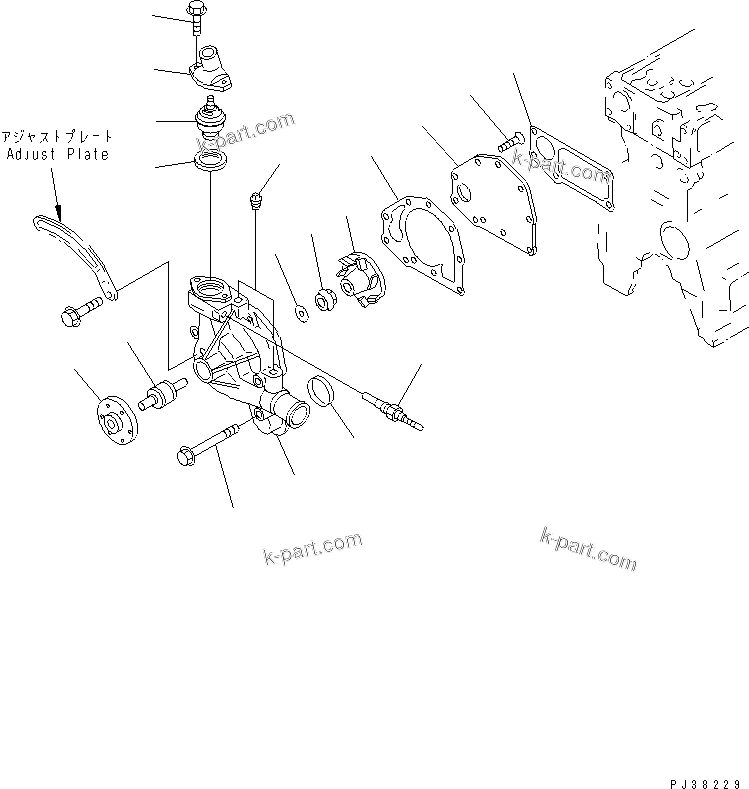Komatsu parts book diagram for 6D95L-1AC-S S/N 96999-UP: WATER PUMP