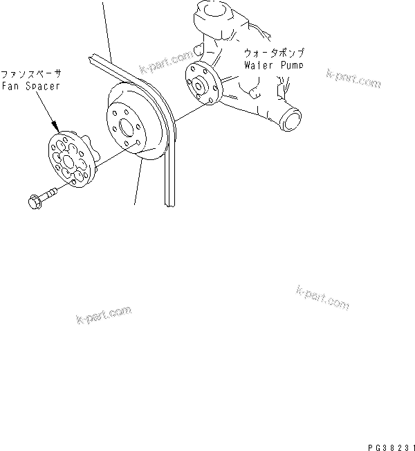 Komatsu parts book diagram for 6D95L-1AC-S S/N 96999-UP: WATER PUMP PULLEY (NON HARDENING PULLEY) (ONE-GROOVE PULLEY)     (FOR 15A ALTERNATOR)