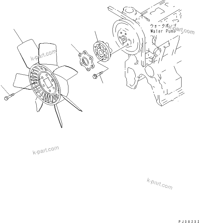 Komatsu parts book diagram for 6D95L-1AC-S S/N 96999-UP: COOLING FAN