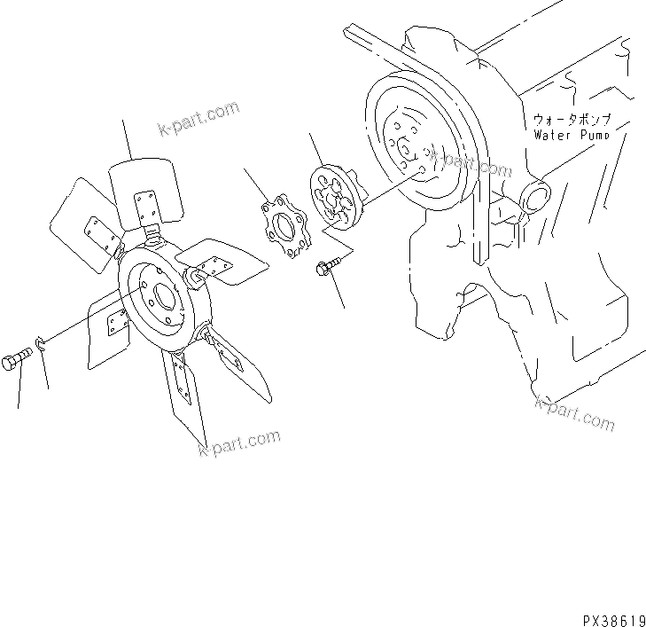 Komatsu parts book diagram for 6D95L-1AC-S S/N 96999-UP: COOLING FAN (REVERSIBLE FAN TYPE)