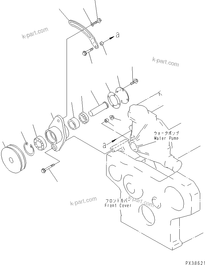 Komatsu parts book diagram for 6D95L-1AC-S S/N 96999-UP: TENSION PULLEY (FOR 13A ALTERNATOR)