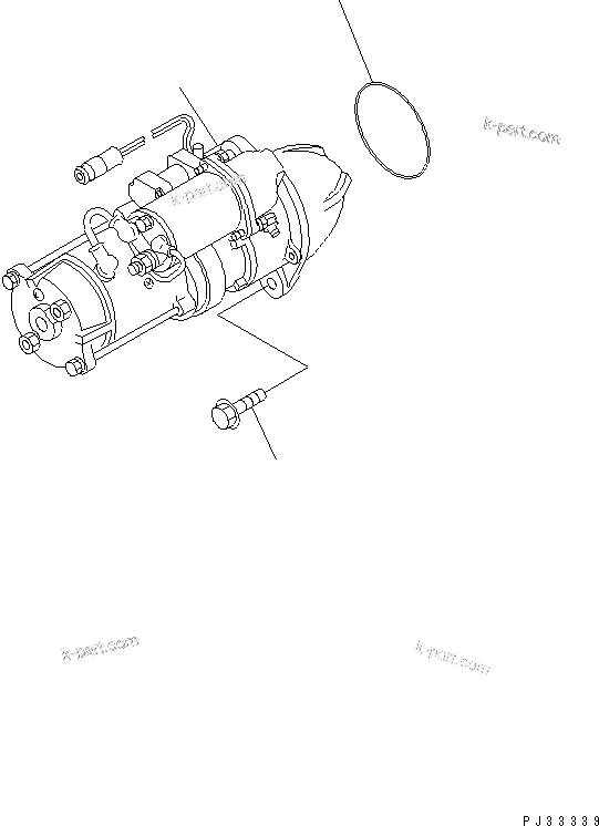 Komatsu parts book diagram for 6D95L-1AC-S S/N 96999-UP: STARTING MOTOR MOUNTING (5.5KW)
