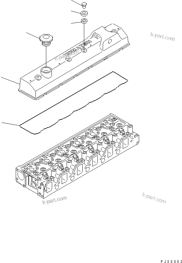 Komatsu parts book diagram for 6D95L-1U S/N 23421-UP: CYLINDER HEAD COVER