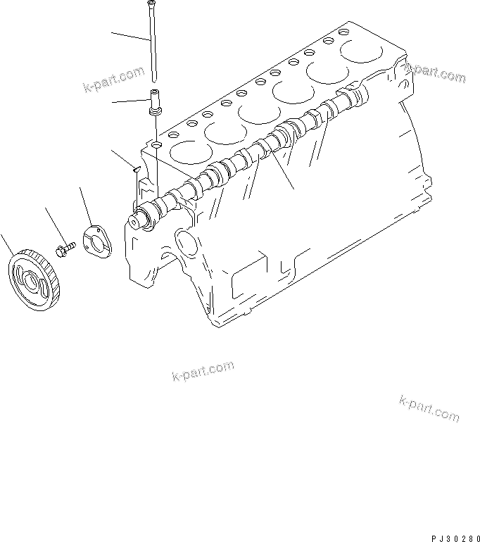 Komatsu parts book diagram for 6D95L-1U S/N 23421-UP: CAMSHAFT AND TAPPET