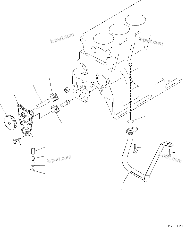 Komatsu parts book diagram for 6D95L-1U S/N 23421-UP: LUBRICATING OIL PUMP AND SUCTION PIPE