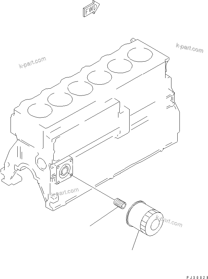 Komatsu parts book diagram for 6D95L-1U S/N 23421-UP: LUBRICATING OIL FILTER