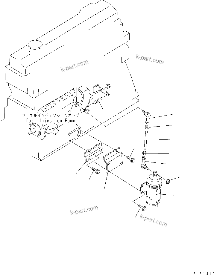 Komatsu parts book diagram for 6D95L-1U S/N 23421-UP: SOLENOID AND MOUNTING