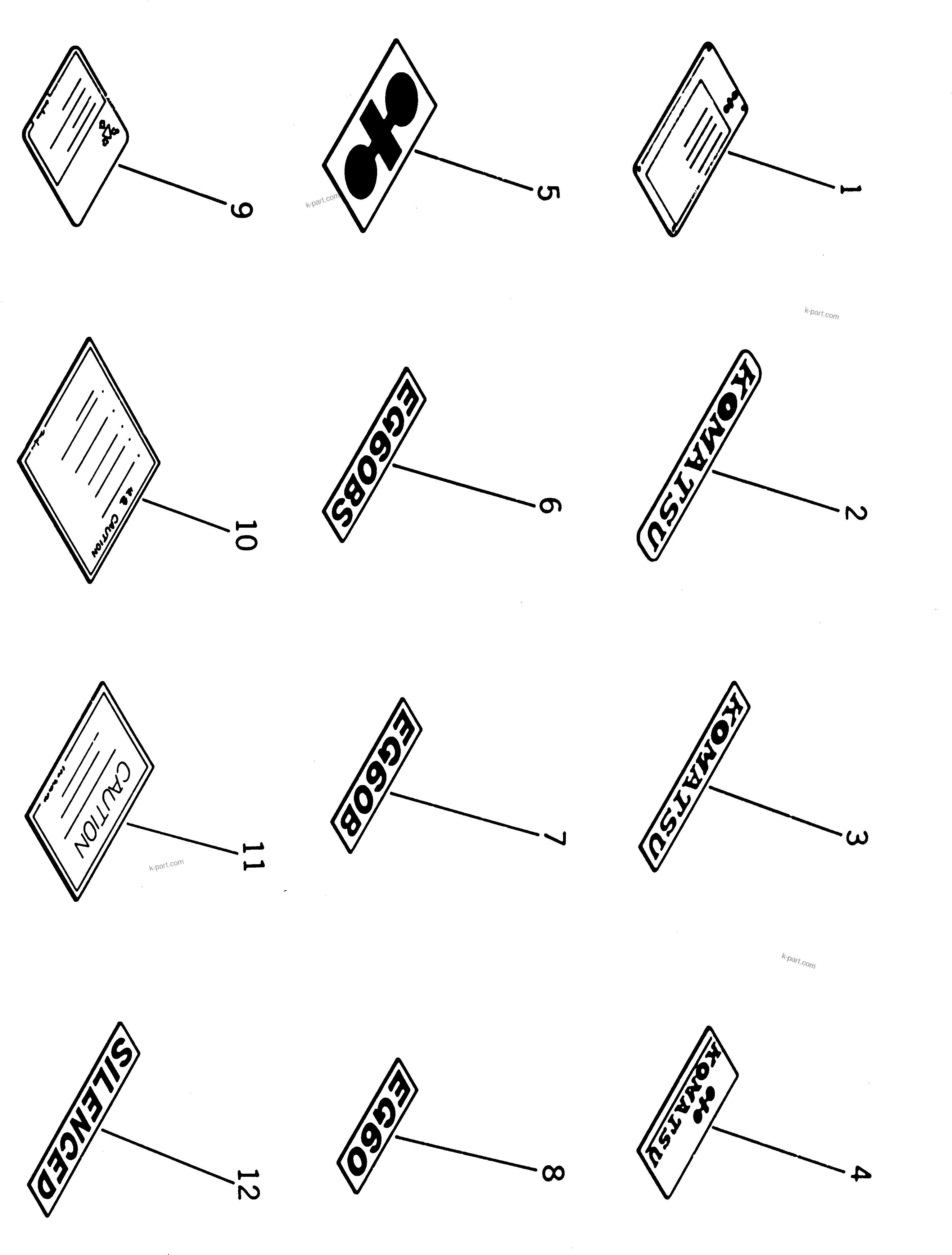 Komatsu parts book diagram for 6D95L-1U S/N 23421-UP: MARKS AND PLATES(#23424-)