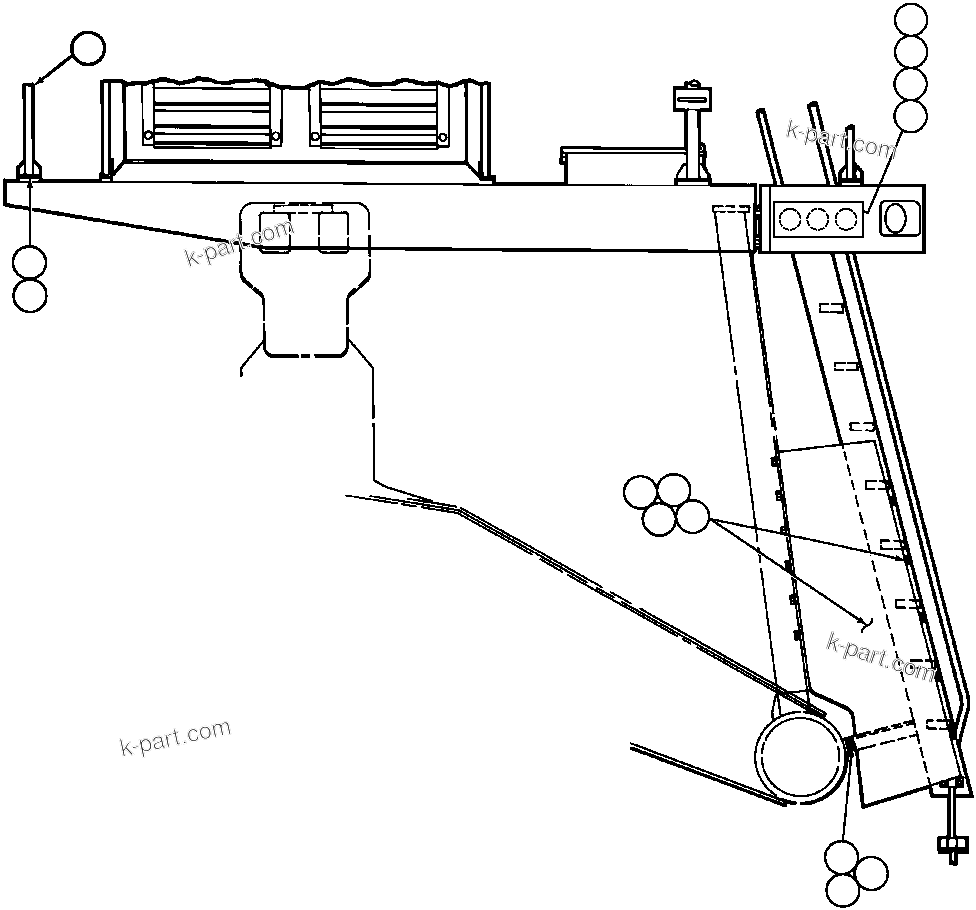 Komatsu parts book diagram for AFE32-BA 830E                 ARCH MINERAL: RIGHT DECK, HANDRAIL & DECK