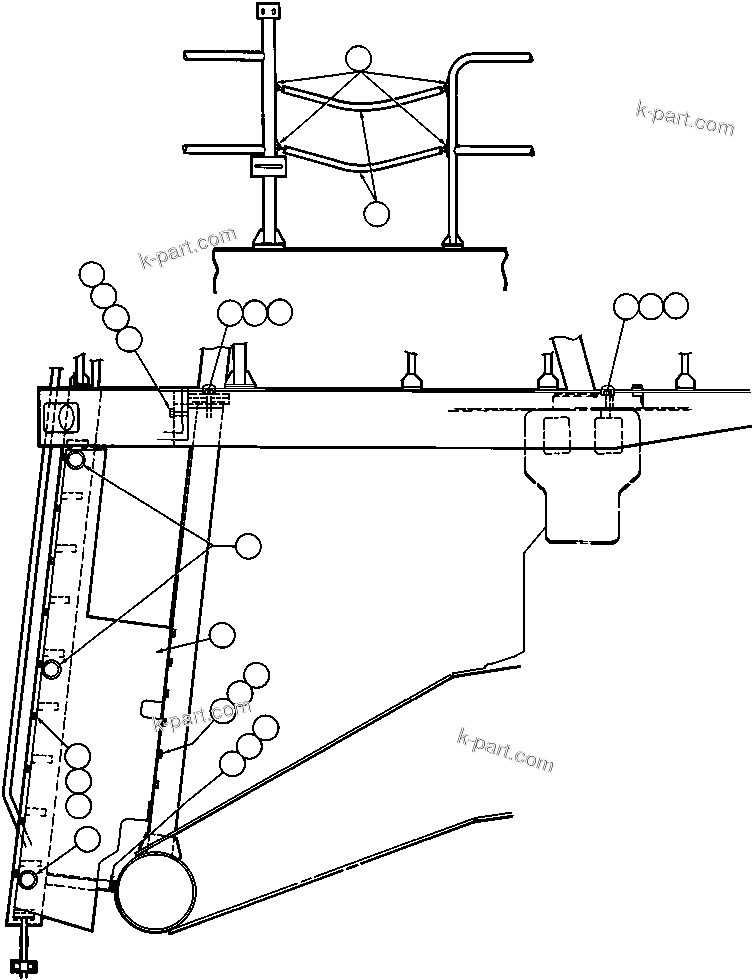 Komatsu parts book diagram for AFE32-BA 830E                 ARCH MINERAL: LEFT DECK, HANDRAIL & LADDER - 2