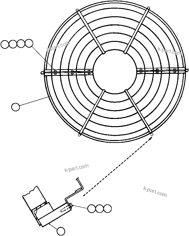 Komatsu parts book diagram for AFE32-BA 830E                 ARCH MINERAL: FAN GUARD