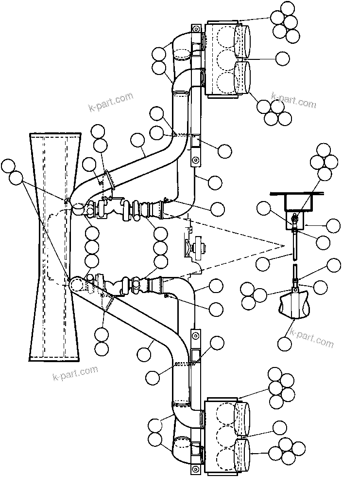 Komatsu parts book diagram for AFE32-BA 830E                 ARCH MINERAL: AIR CLEANER PIPING