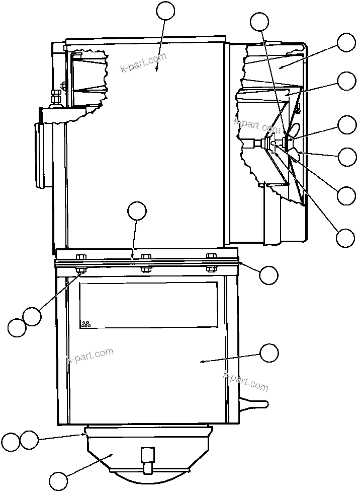 Komatsu parts book diagram for AFE32-BA 830E                 ARCH MINERAL: AIR CLEANER ASSM (PB6850)