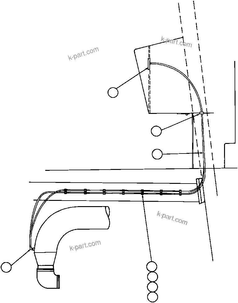 Komatsu parts book diagram for AFE32-BA 830E                 ARCH MINERAL: AIR CLEANER INDICATOR PIPING