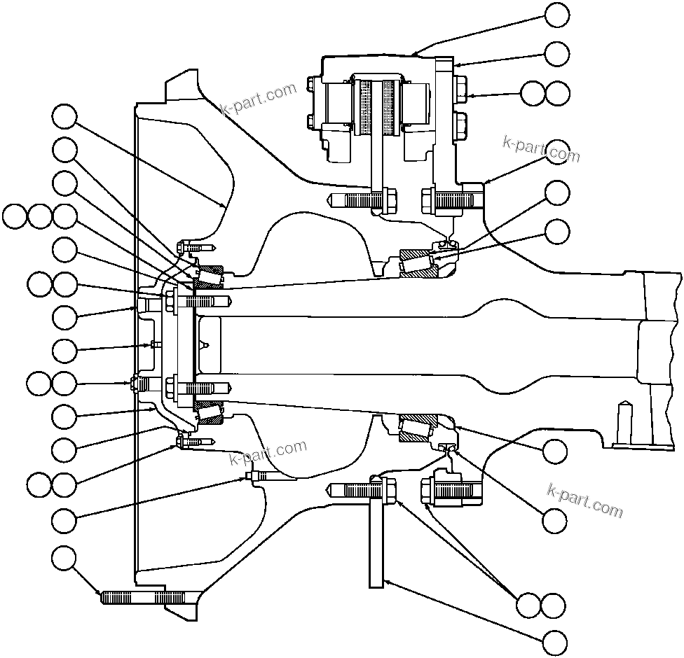 Komatsu parts book diagram for AFE32-BA 830E                 ARCH MINERAL: SPINDLE, HUB AND BRAKE INSTL.