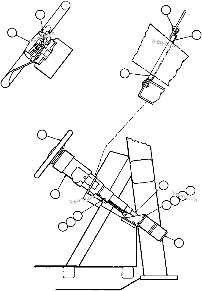 Komatsu parts book diagram for AFE32-BA 830E                 ARCH MINERAL: STEERING COLUMN & CONTROL VALVE INSTL