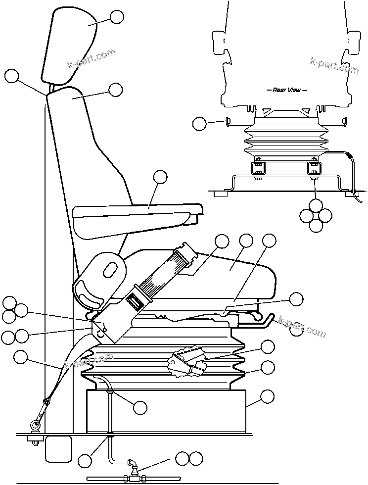 Komatsu parts book diagram for AFE32-BA 830E                 ARCH MINERAL: OPERATOR'S SEAT INSTL