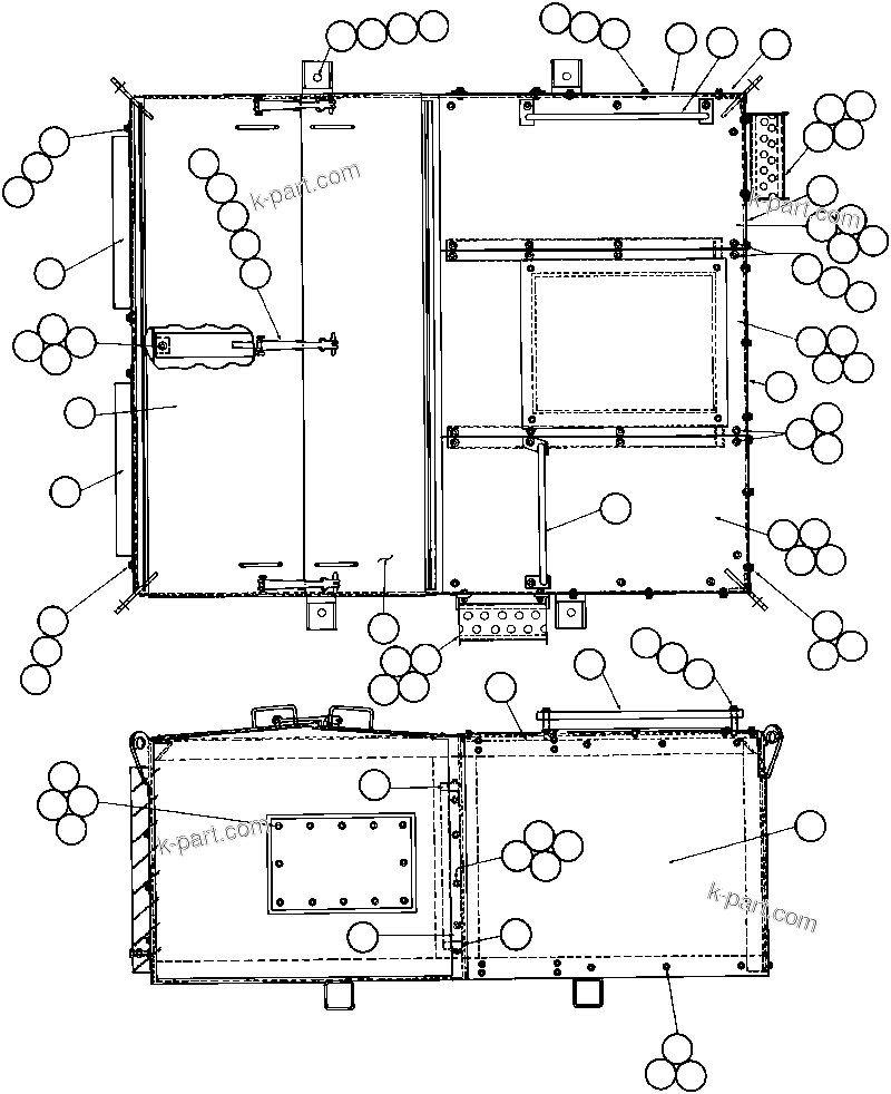 Komatsu parts book diagram for AFE32-BA 830E                 ARCH MINERAL: BLOWN GRID MODULE - 1