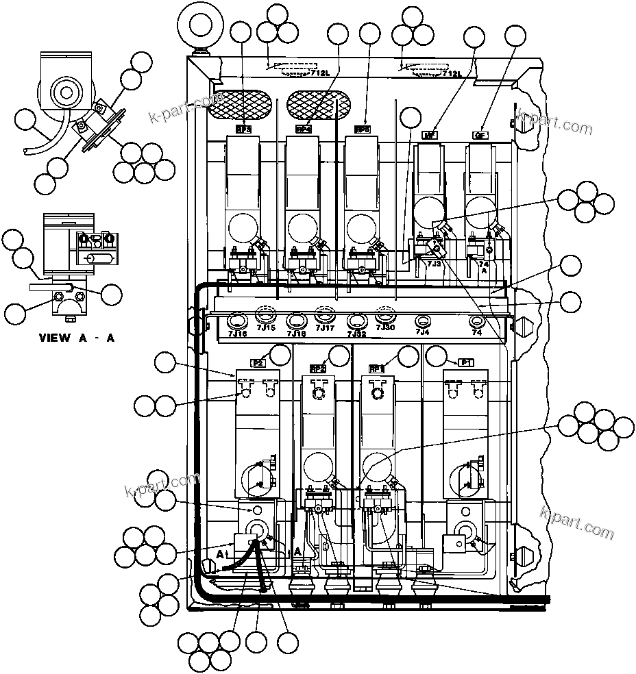 Komatsu parts book diagram for AFE32-BA 830E                 ARCH MINERAL: CONTROL CABINET WIRING - 3