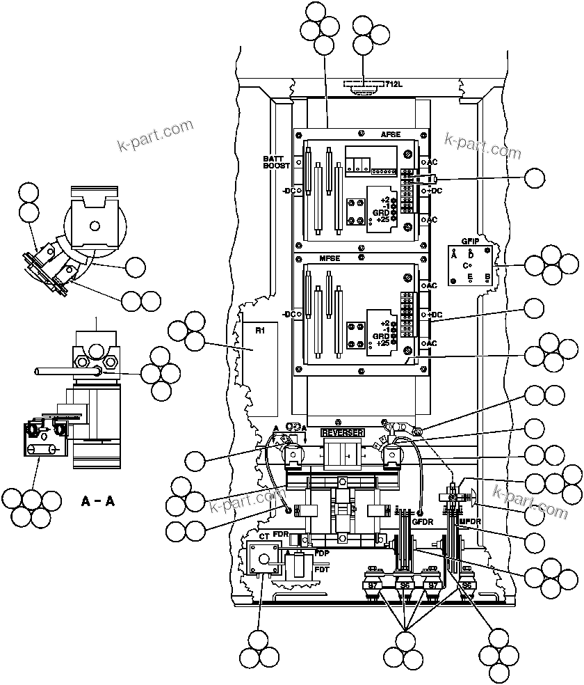 Komatsu parts book diagram for AFE32-BA 830E                 ARCH MINERAL: CONTROL CABINET ASSM - 2
