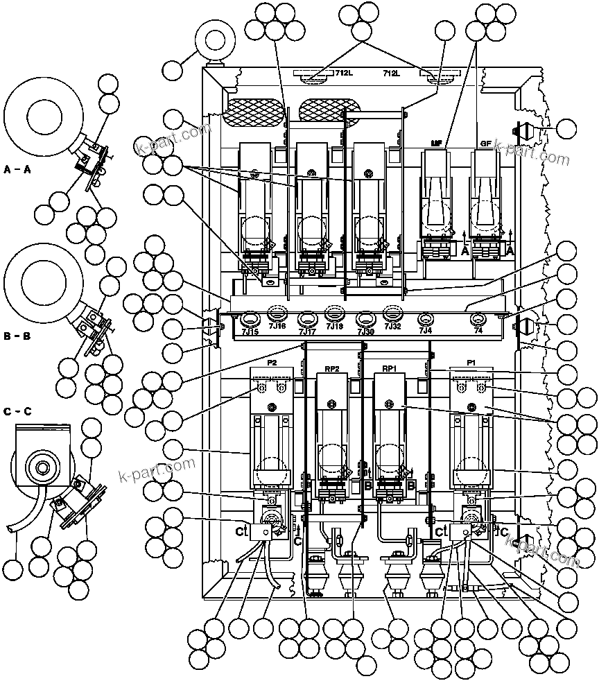 Komatsu parts book diagram for AFE32-BA 830E                 ARCH MINERAL: CONTROL CABINET ASSM - 3