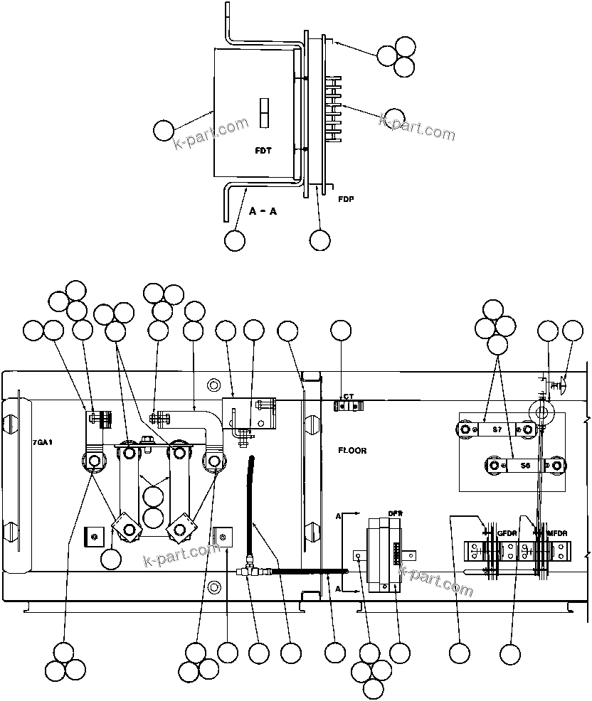Komatsu parts book diagram for AFE32-BA 830E                 ARCH MINERAL: CONTROL CABINET ASSM - 6