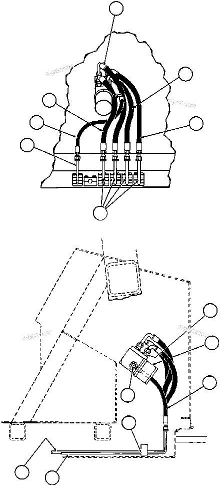 Komatsu parts book diagram for AFE32-BA 830E                 ARCH MINERAL: STEERING CONTROL VALVE PIPING