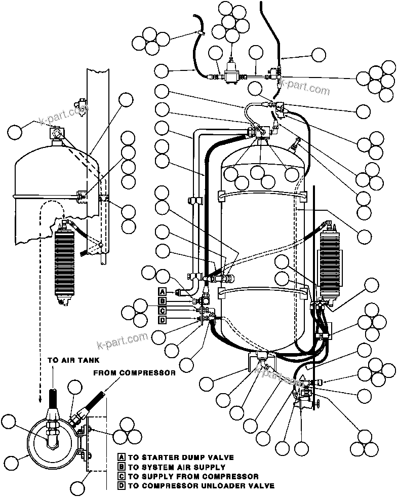Komatsu parts book diagram for AFE32-BA 830E                 ARCH MINERAL: AIR SYSTEM PIPING & INSTL