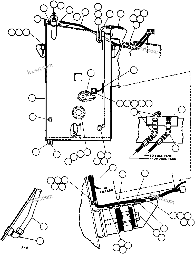 Komatsu parts book diagram for AFE32-BA 830E                 ARCH MINERAL: FUEL TANK INSTL