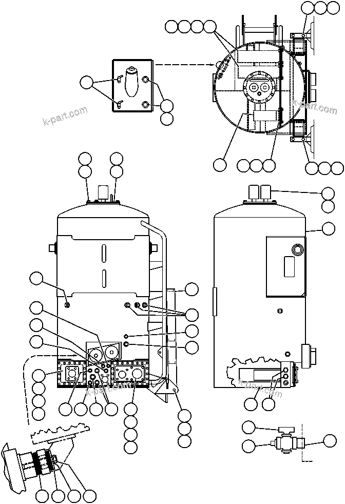 Komatsu parts book diagram for AFE32-BA 830E                 ARCH MINERAL: HYD TANK ASSM INSTL
