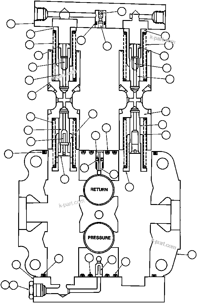 Komatsu parts book diagram for AFE32-BA 830E                 ARCH MINERAL: SPOOL INLET SECTION (VE3810)