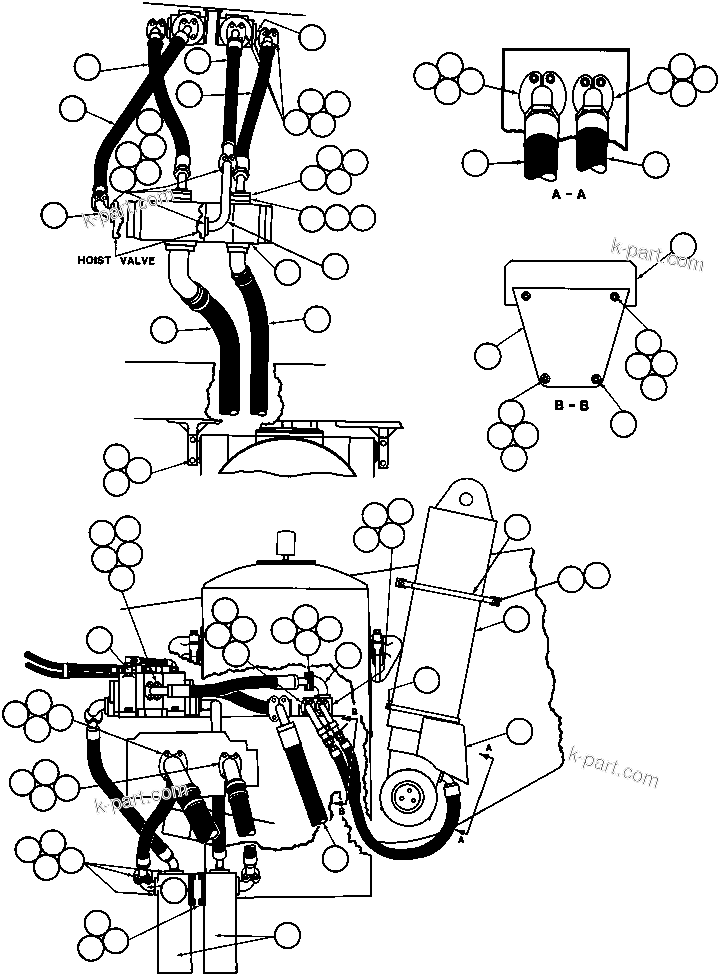 Komatsu parts book diagram for AFE32-BA 830E                 ARCH MINERAL: HOIST SYSTEM PIPING