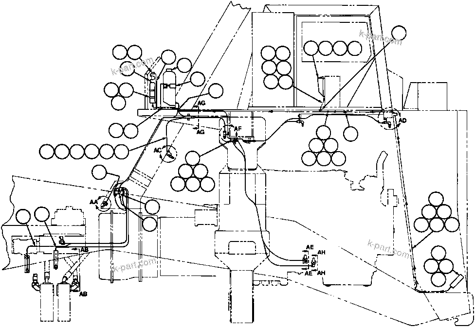 Komatsu parts book diagram for AFE32-BA 830E                 ARCH MINERAL: FIRE CONTROL INSTL
