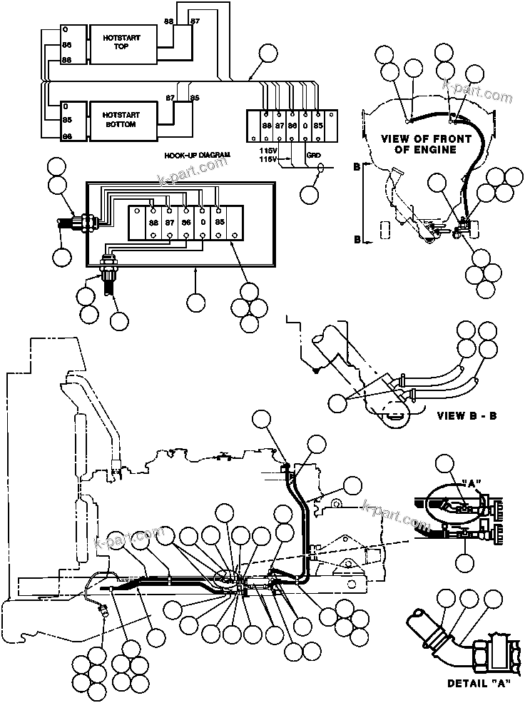 Komatsu parts book diagram for AFE32-BA 830E                 ARCH MINERAL: HOT START INSTL