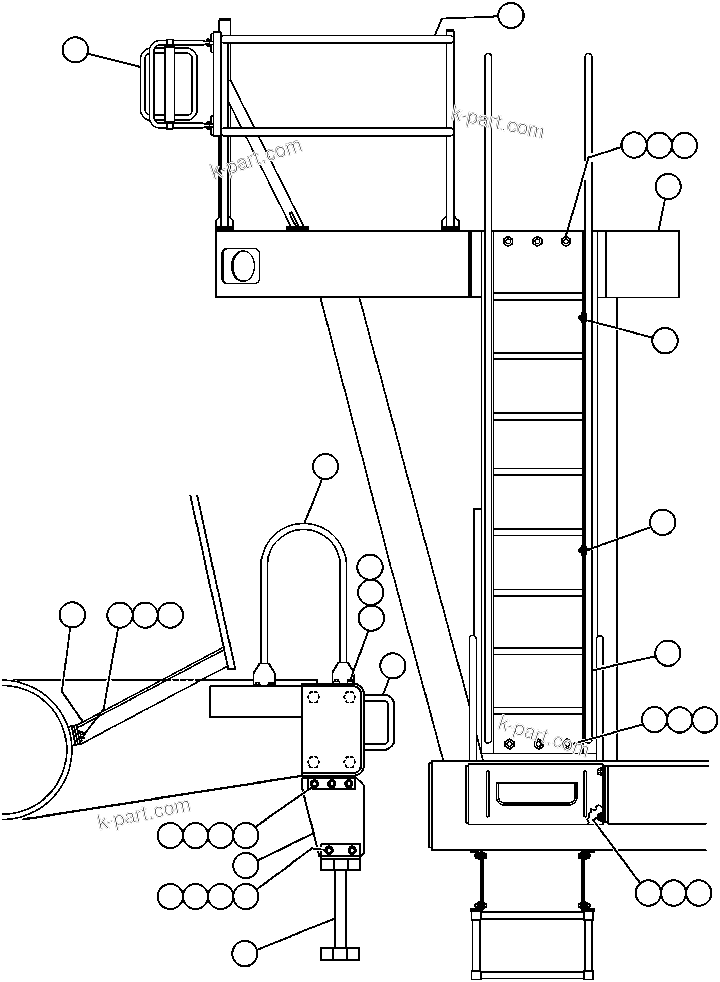 Komatsu parts book diagram for AFE32-ED 830E                 COLLAHUASI: RIGHT DECK, HANDRAIL & LADDER