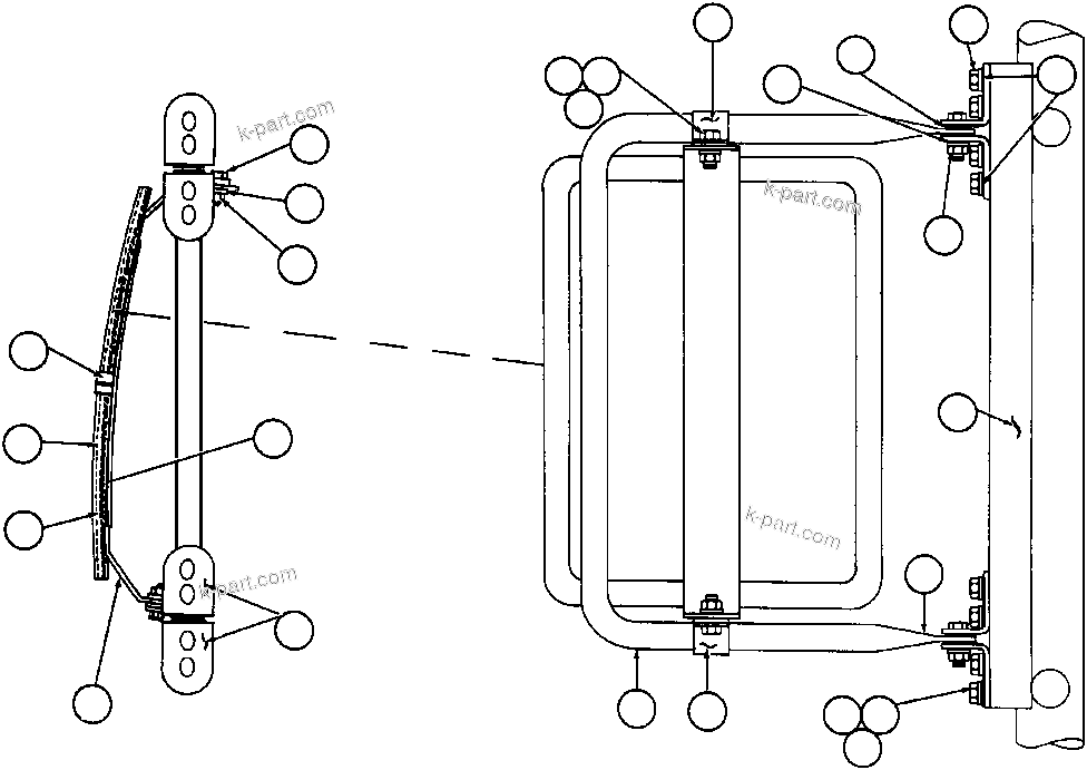 Komatsu parts book diagram for AFE32-ED 830E                 COLLAHUASI: R.H. CONVEX MIRROR INSTL