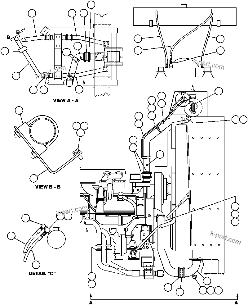 Komatsu parts book diagram for AFE32-ED 830E                 COLLAHUASI: RADIATOR & SURGE TANK PIPING - 1