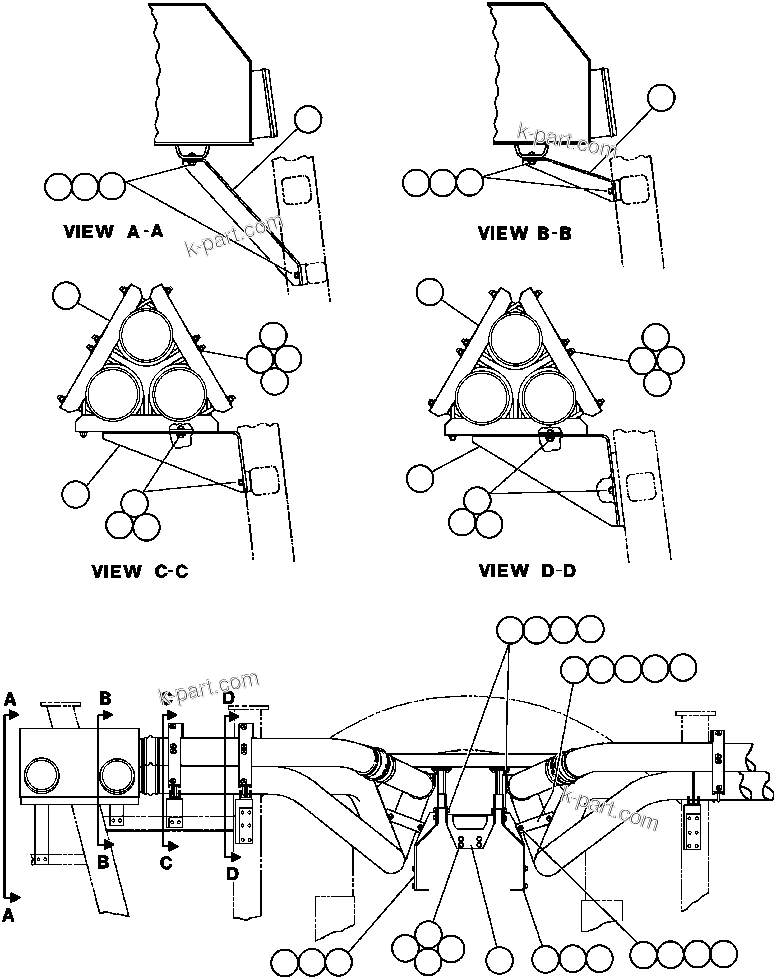 Komatsu parts book diagram for AFE32-ED 830E                 COLLAHUASI: AIR CLEANER PIPING