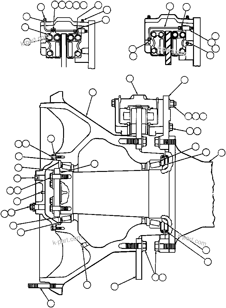 Komatsu parts book diagram for AFE32-ED 830E                 COLLAHUASI: SPINDLE, HUB & BRAKE INSTL