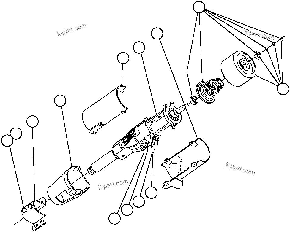Komatsu parts book diagram for AFE32-ED 830E                 COLLAHUASI: STEERING COLUMN ASSM - 5 (PB9380)