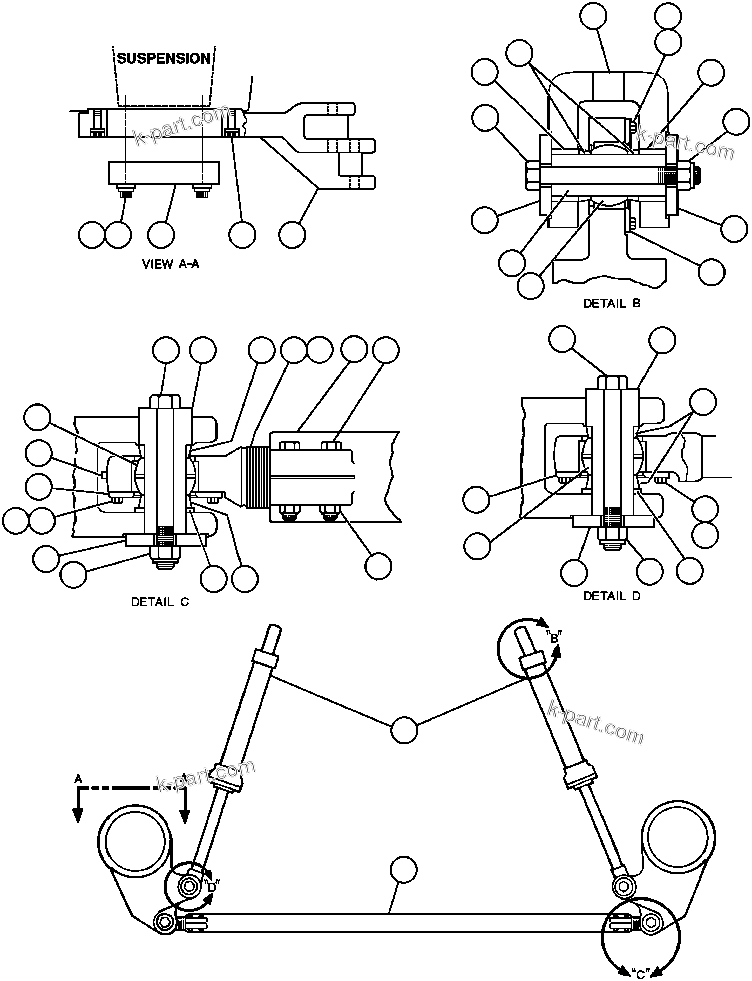 Komatsu parts book diagram for AFE32-ED 830E                 COLLAHUASI: STEERING ARMS & LINKAGE