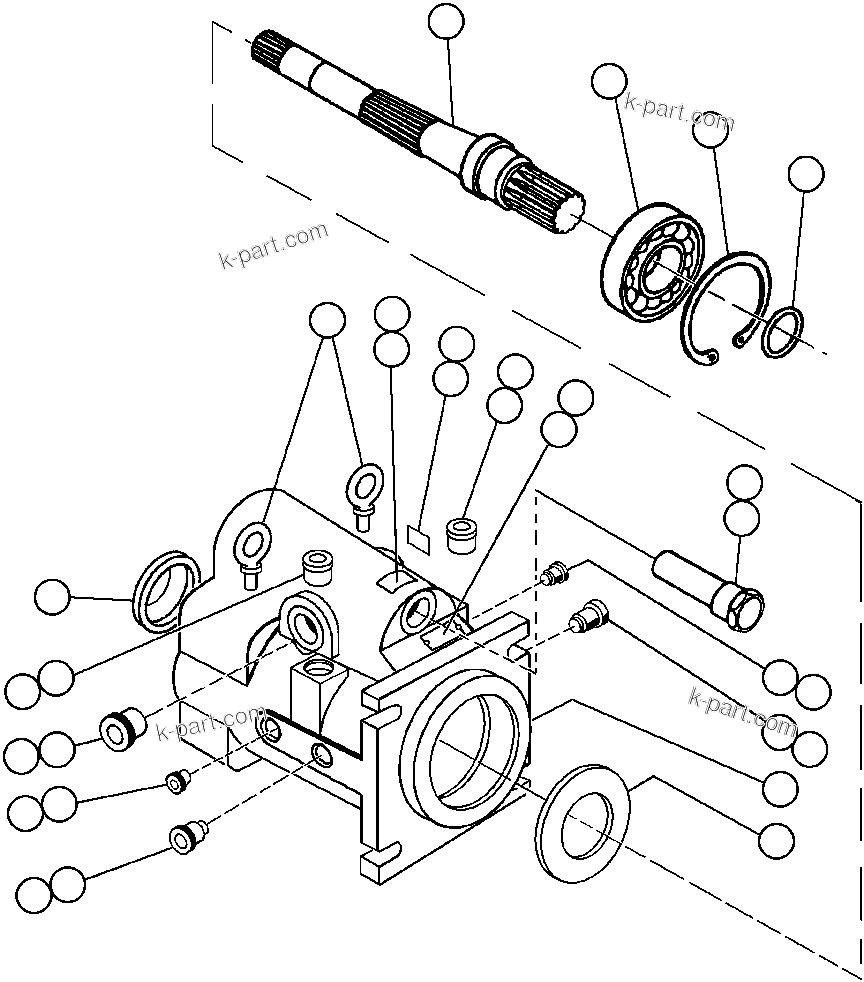 Komatsu parts book diagram for AFE32-ED 830E                 COLLAHUASI: STEERING PUMP HOUSING (FRONT) (PB9875)