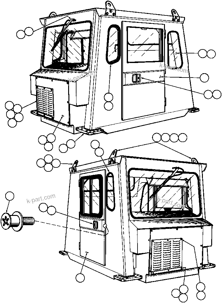 Komatsu parts book diagram for AFE32-ED 830E                 COLLAHUASI: CAB ASSM - 1 (EF7079)