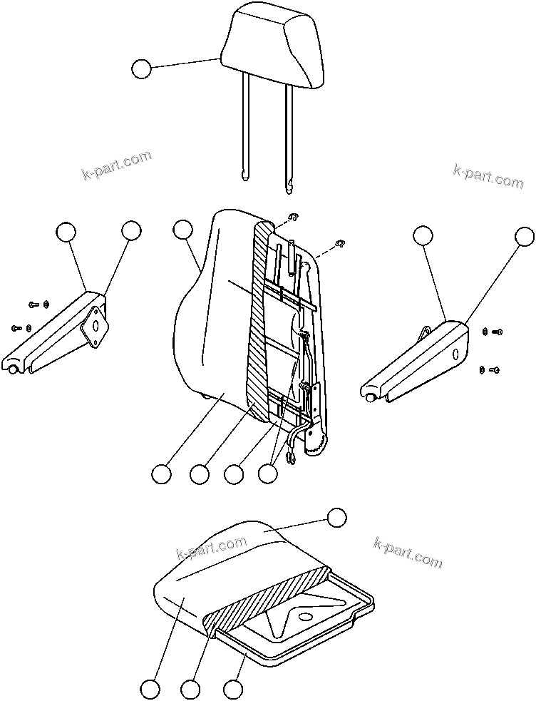 Komatsu parts book diagram for AFE32-ED 830E                 COLLAHUASI: DRIVER'S SEAT ASSM (PB8742)