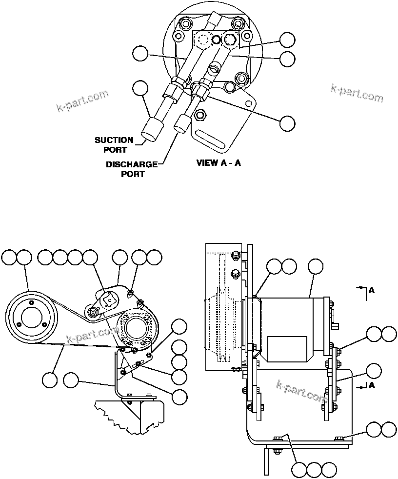 Komatsu parts book diagram for AFE32-ED 830E                 COLLAHUASI: AIR CONDITIONER COMPRESSOR INSTL