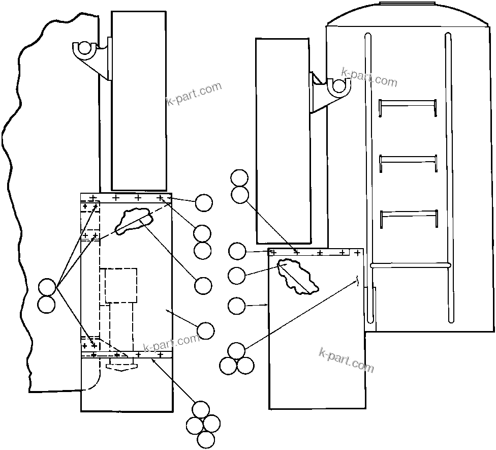 Komatsu parts book diagram for AFE32-ED 830E                 COLLAHUASI: REAR MUD FLAP INSTL