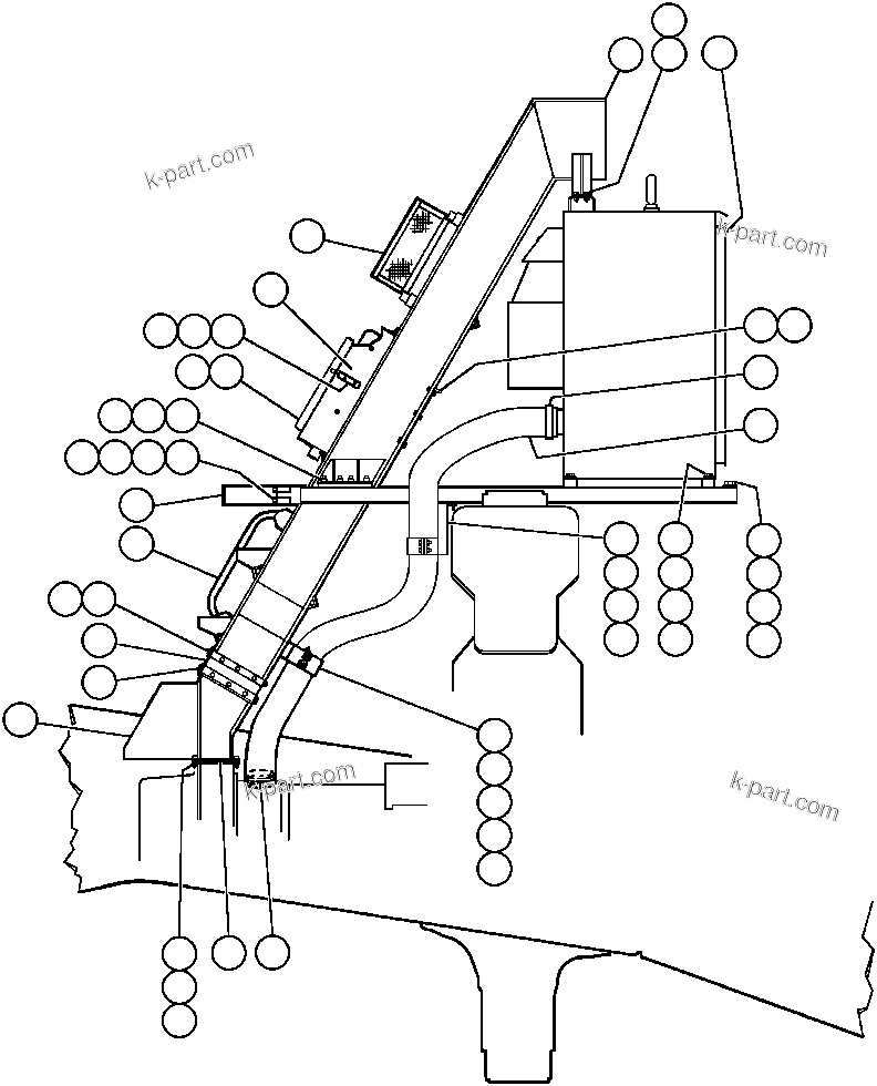 Komatsu parts book diagram for AFE32-ED 830E                 COLLAHUASI: BLOWER INLET INSTL
