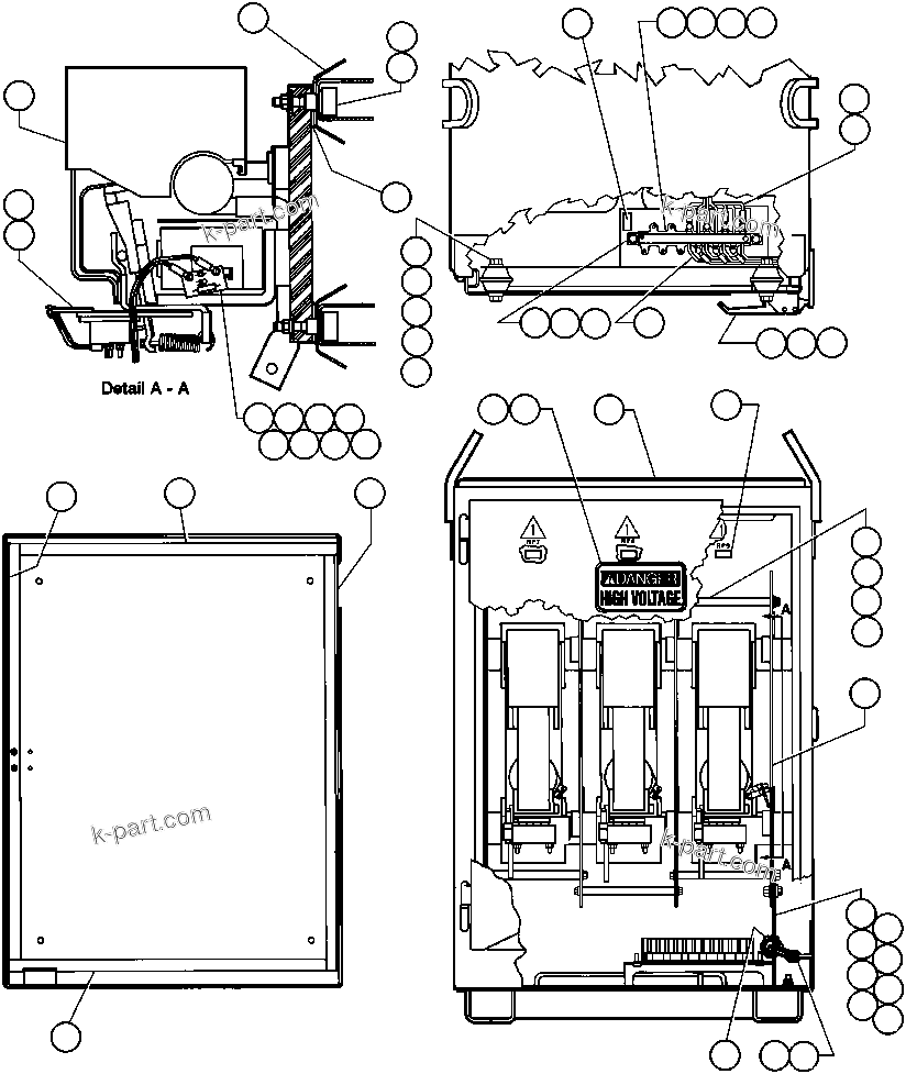 Komatsu parts book diagram for AFE32-ED 830E                 COLLAHUASI: CONTACTOR BOX ASSM (EC9903)