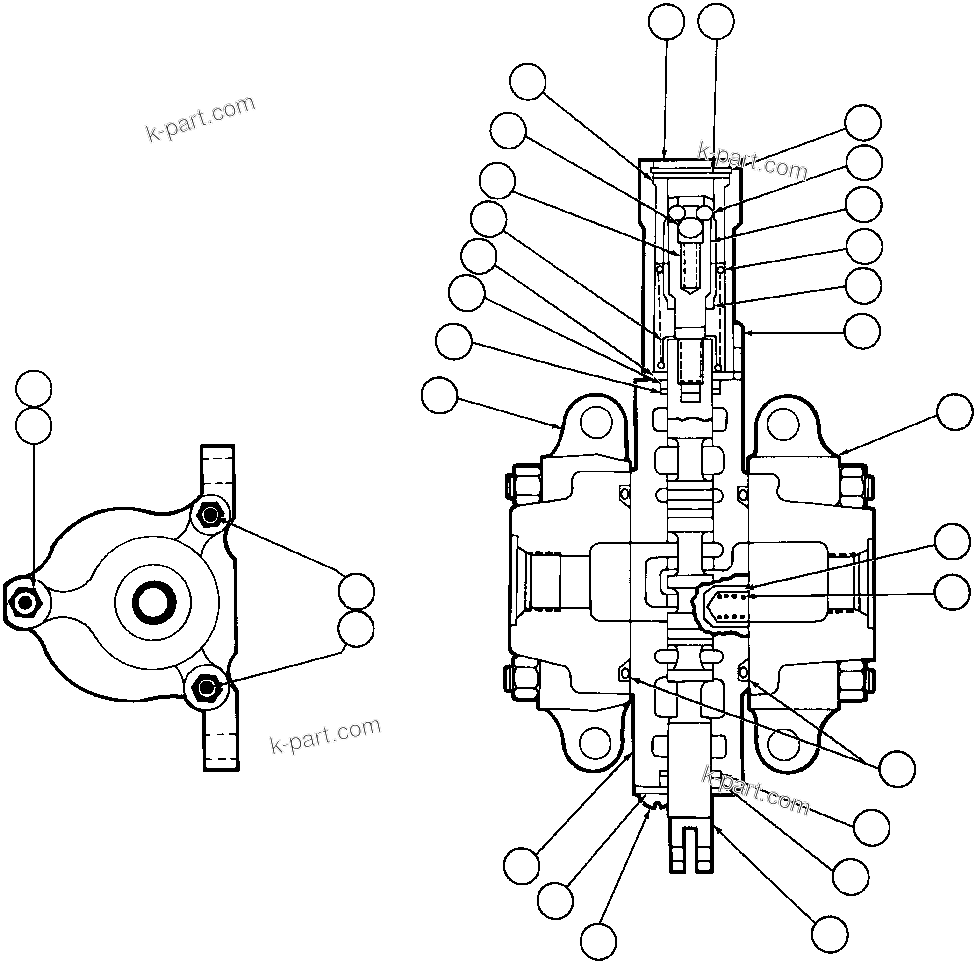 Komatsu parts book diagram for AFE32-ED 830E                 COLLAHUASI: HOIST PILOT VALVE ASSM (PB6922)