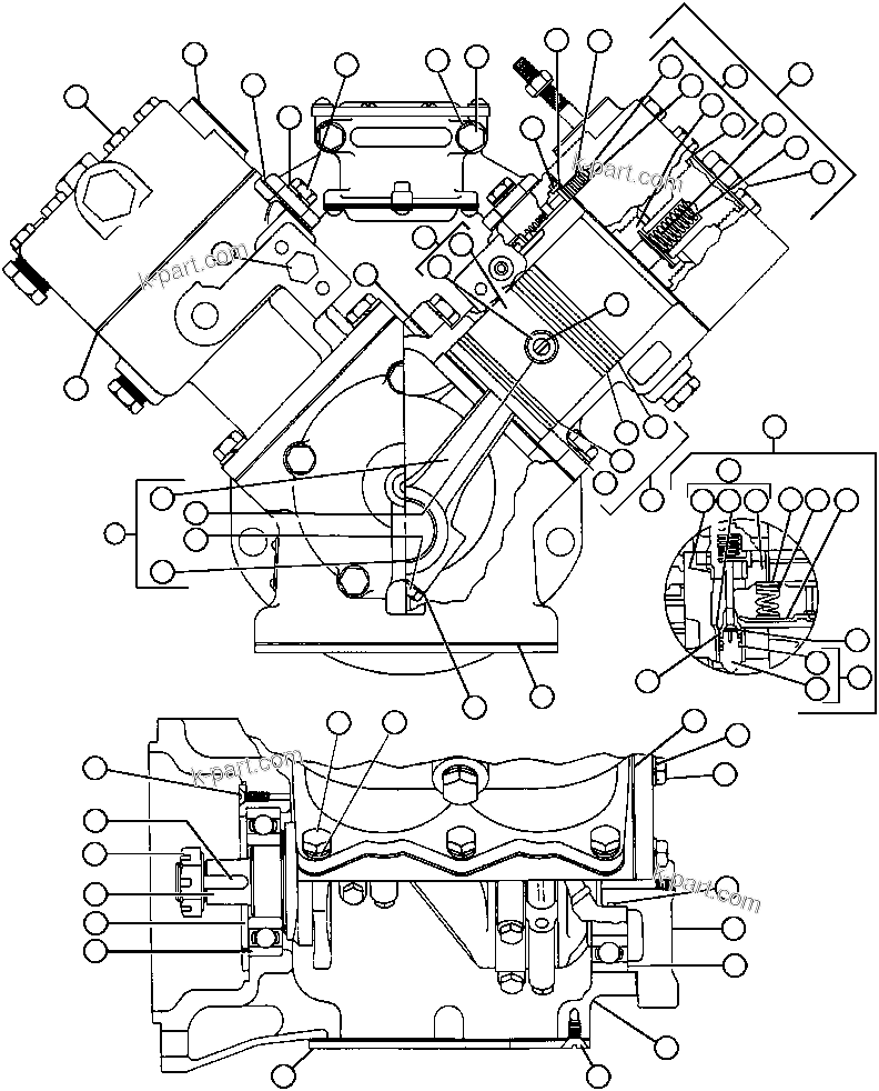 Komatsu parts book diagram for AFE32-ED 830E                 COLLAHUASI: AIR COMPRESSOR ASSM (VJ0371)